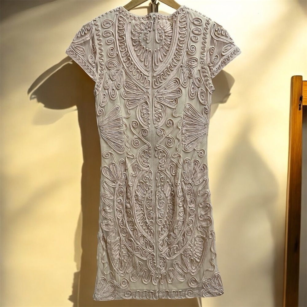 JS Collections Cocktail Dress 2 Light Blush Pink Embroidered Sheer Cap Sleeves - Picture 4 of 13
